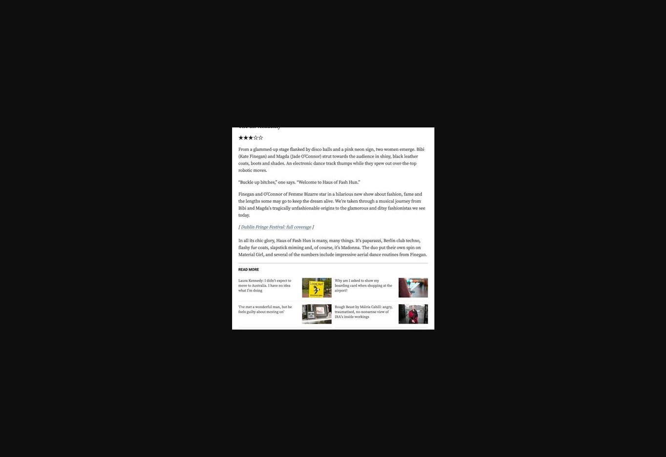 A published review of a theatre production